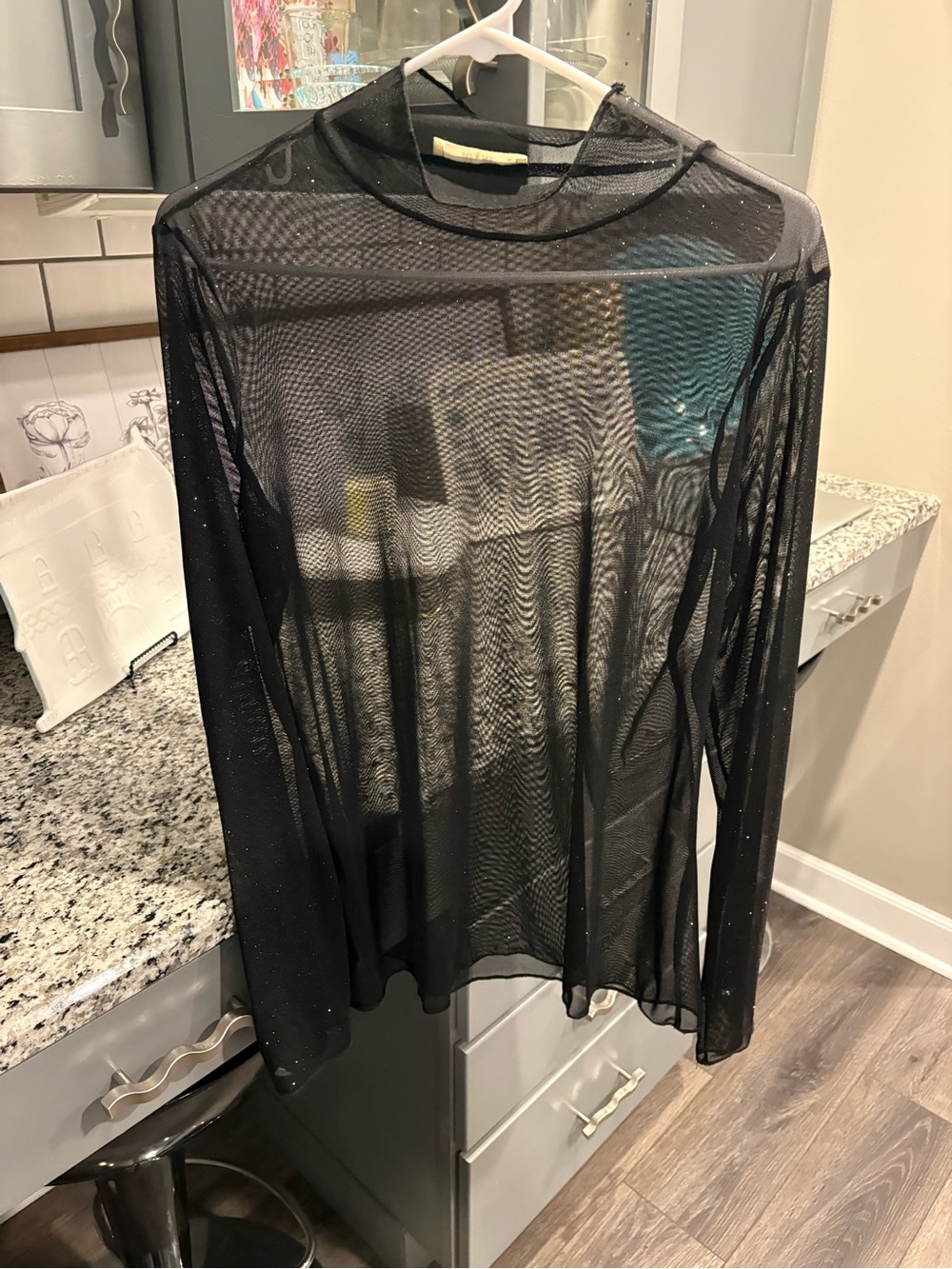 NWOT Sheer Black Long Sleeve Mesh Top